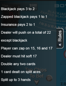 Zappit blackjack rules